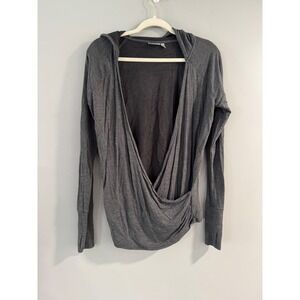 Athleta Wrap Hoodie Thumbhole‎ Long Sleeve Gray Modal Blend Womens Size S